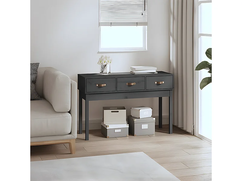 Table console Gris 114x40x75 cm Bois massif de pin