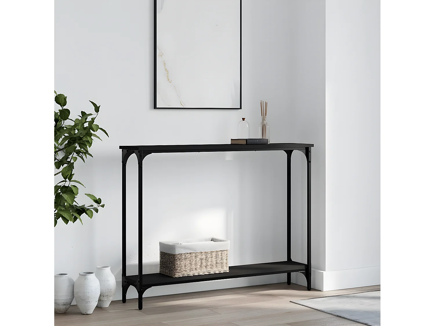 Table console noir 100x22,5x75 cm bois d'ingénierie