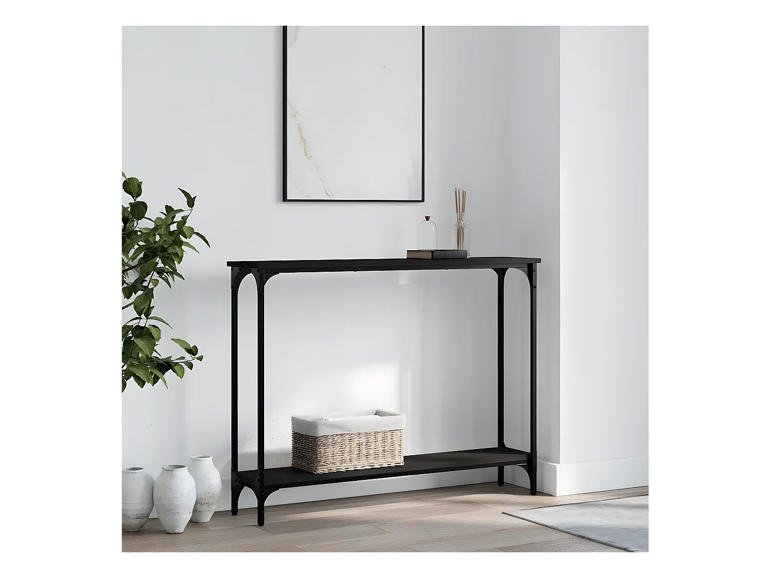 Table console noir 100x22,5x75 cm bois d'ingénierie
