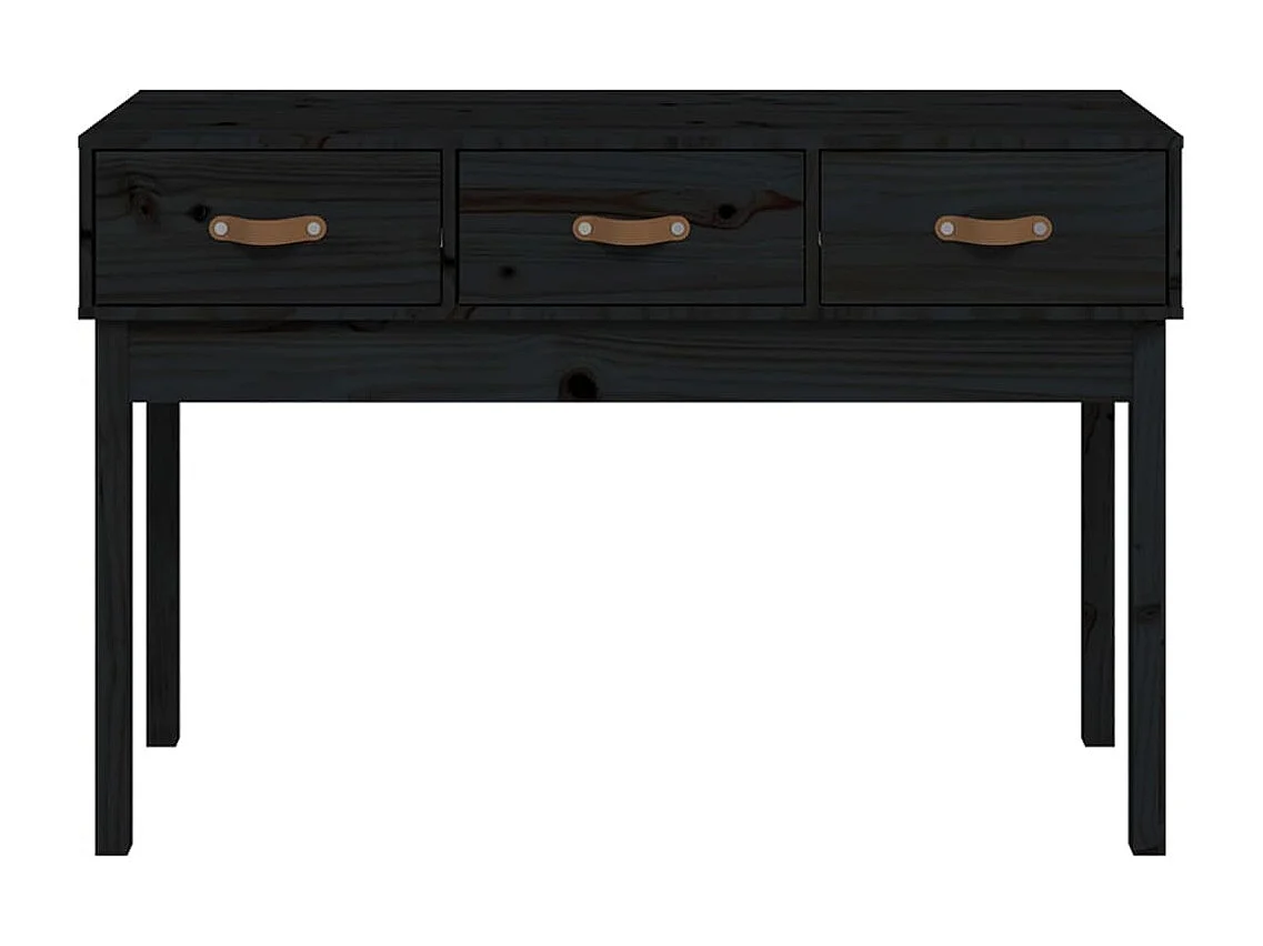 Table console Noir 114x40x75 cm Bois massif de pin