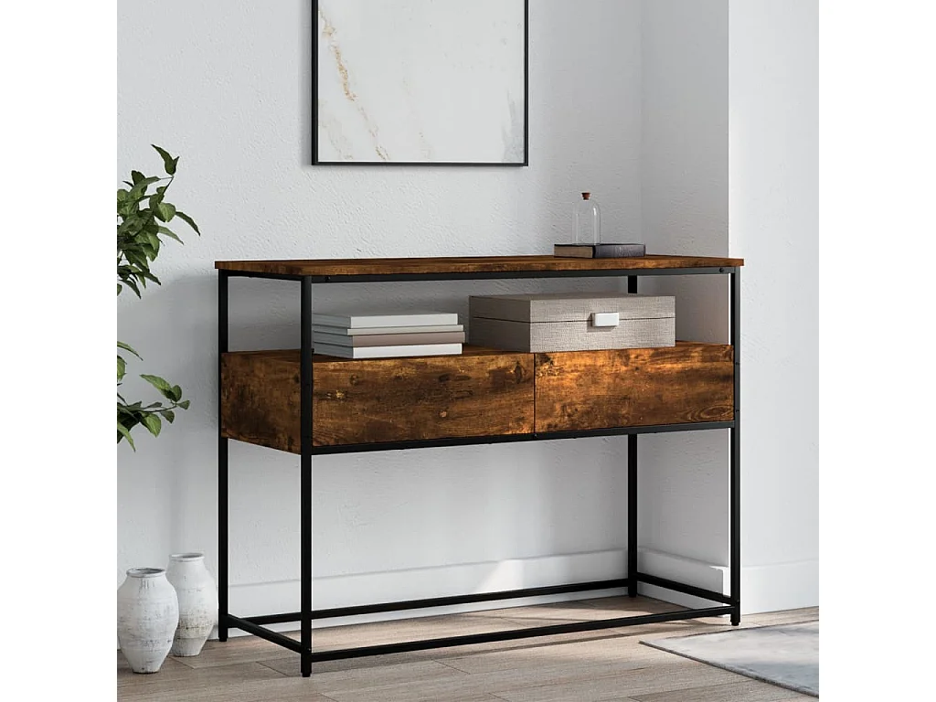 Mesa consola madera de ingeniería roble ahumado 100x40x75 cm