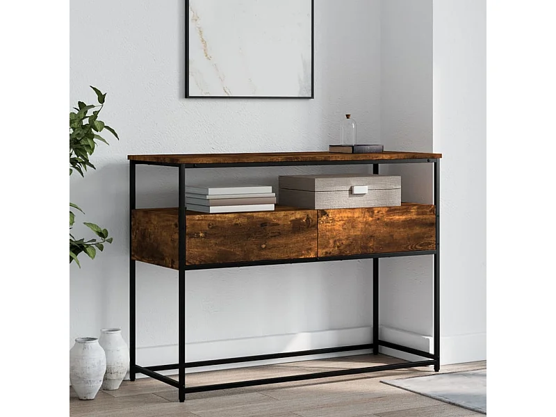 Wandtafel 100x40x75 cm bewerkt hout gerookt eikenkleurig