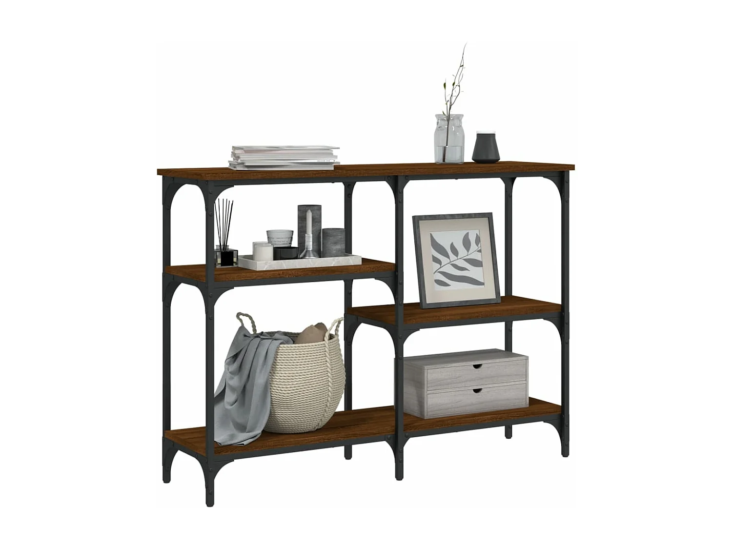 Mesa consola 102x29x75 cm derivados madeira carvalho castanho