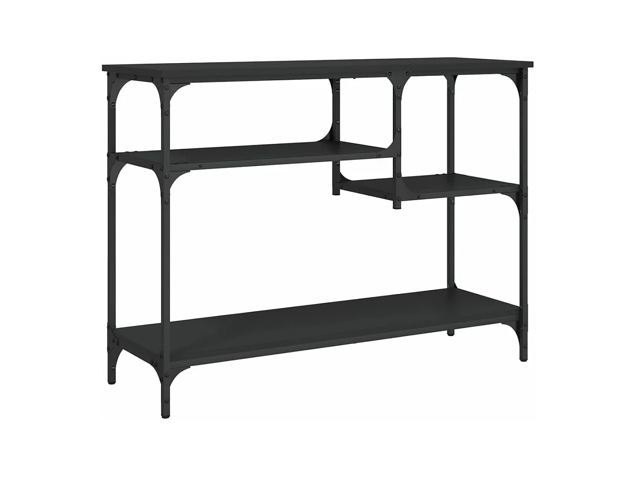 Table console avec étagères noir 100x35x75 cm