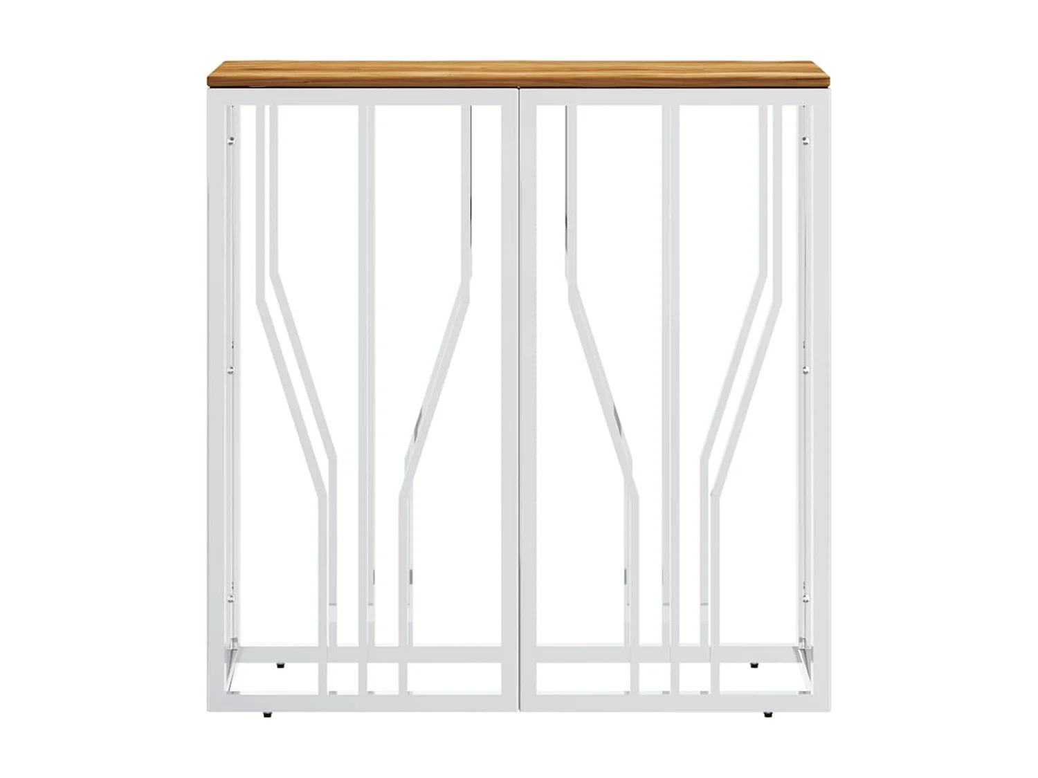 Table console argenté acier inoxydable et bois massif d'acacia