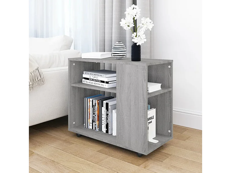 Mesa auxiliar madera contrachapada gris Sonoma 70x35x55 cm