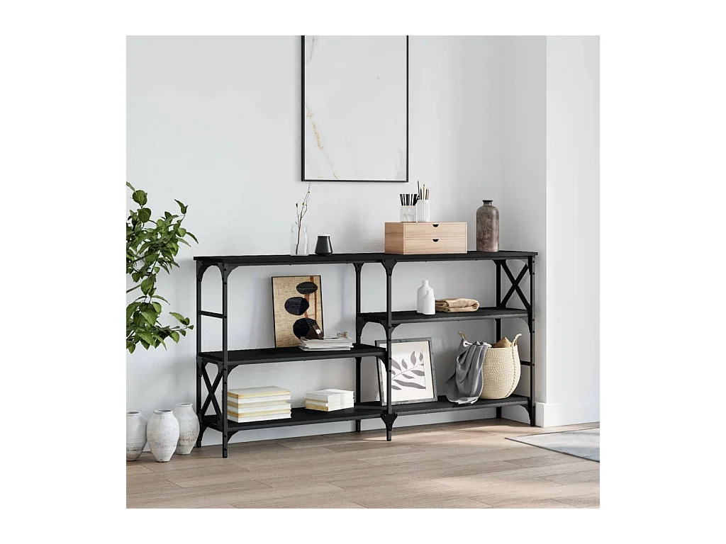 Table console noir 150x29x76,5 cm bois d'ingénierie