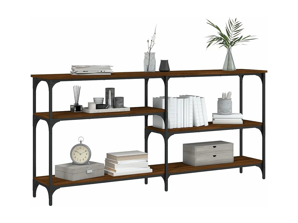 Table console chêne marron 160x29x75 cm Bois d'ingénierie