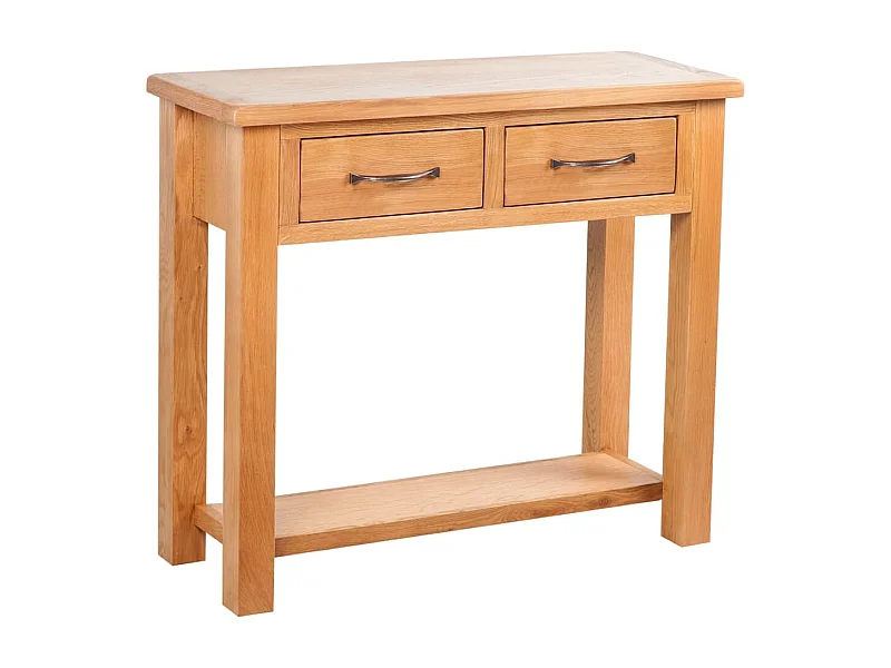 Table console avec 2 tiroirs 83x30x73 cm Bois de chêne massif