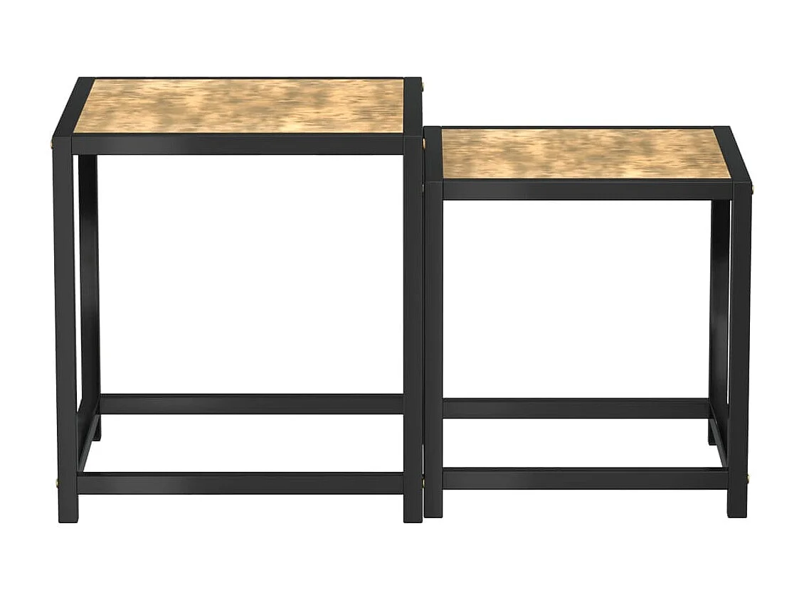 Tables à thé 2 pièces MDF Noir et jaune