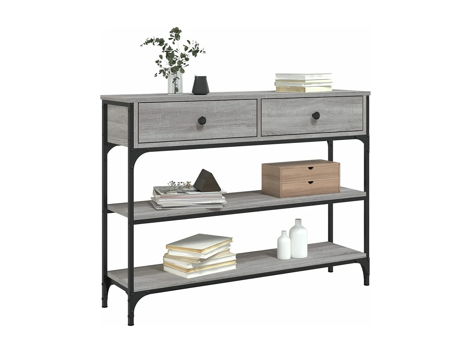 Mesa consola madera de ingeniería gris Sonoma 100x25x75 cm