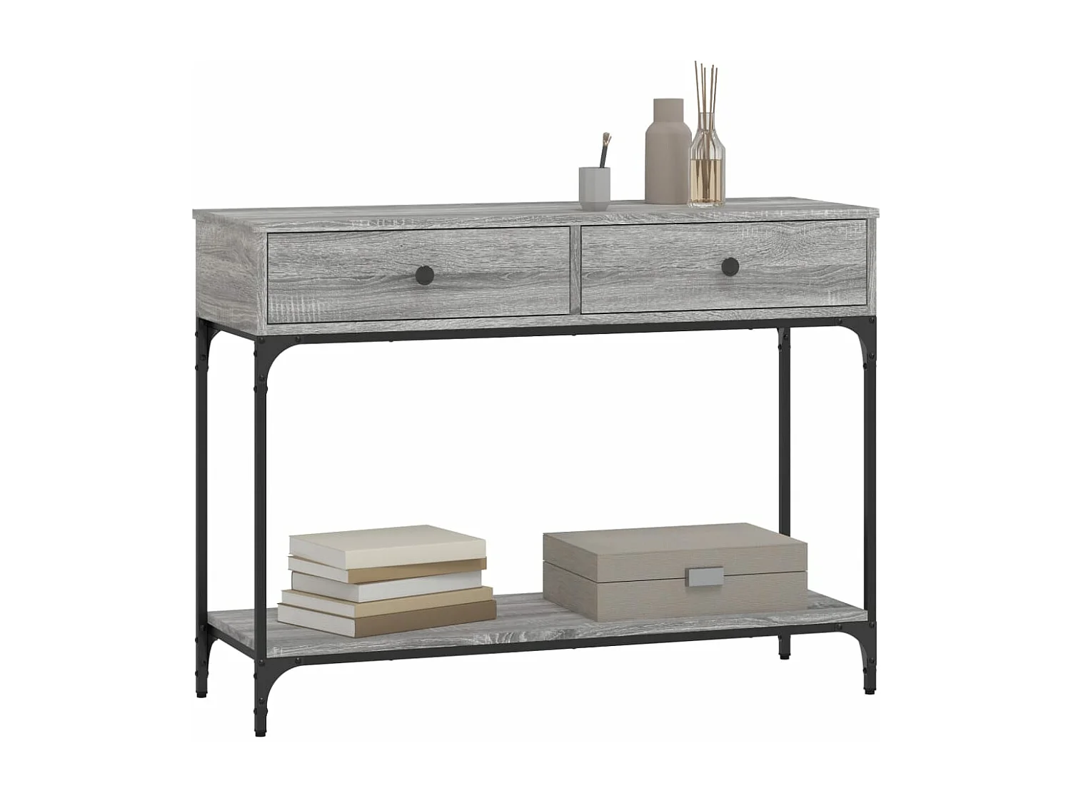 Table console sonoma gris 100x34,5x75 cm bois d'ingénierie