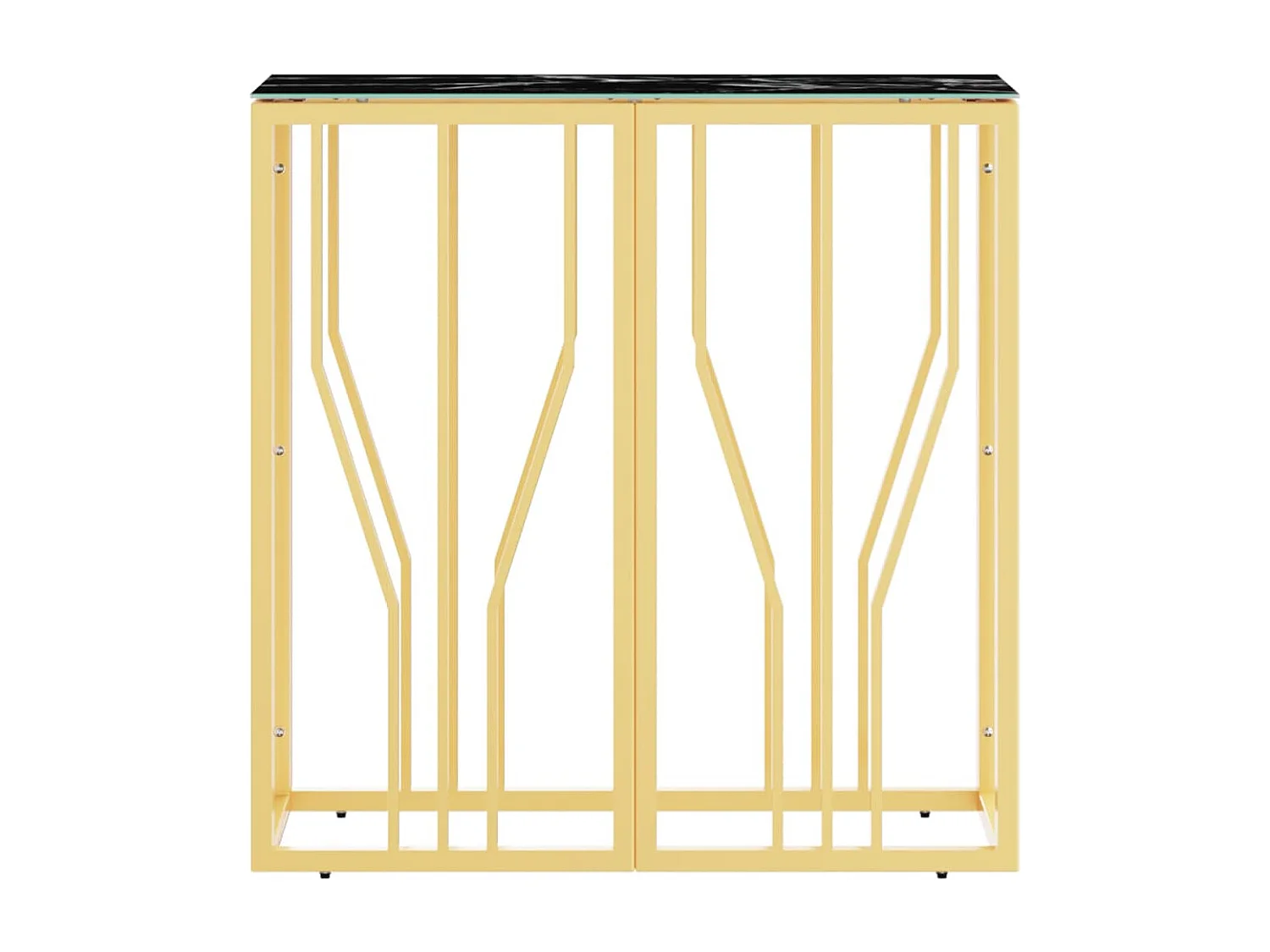 Mesa consola de acero inoxidable y vidrio dorada 70x30x70 cm