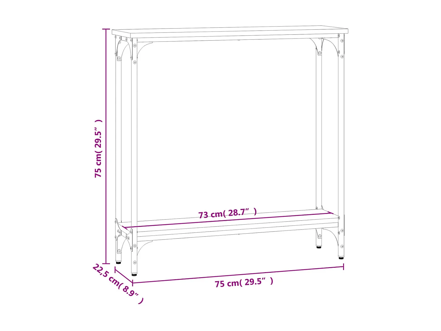 Mesa consola madera de ingeniería marrón roble 75x22,5x75 cm