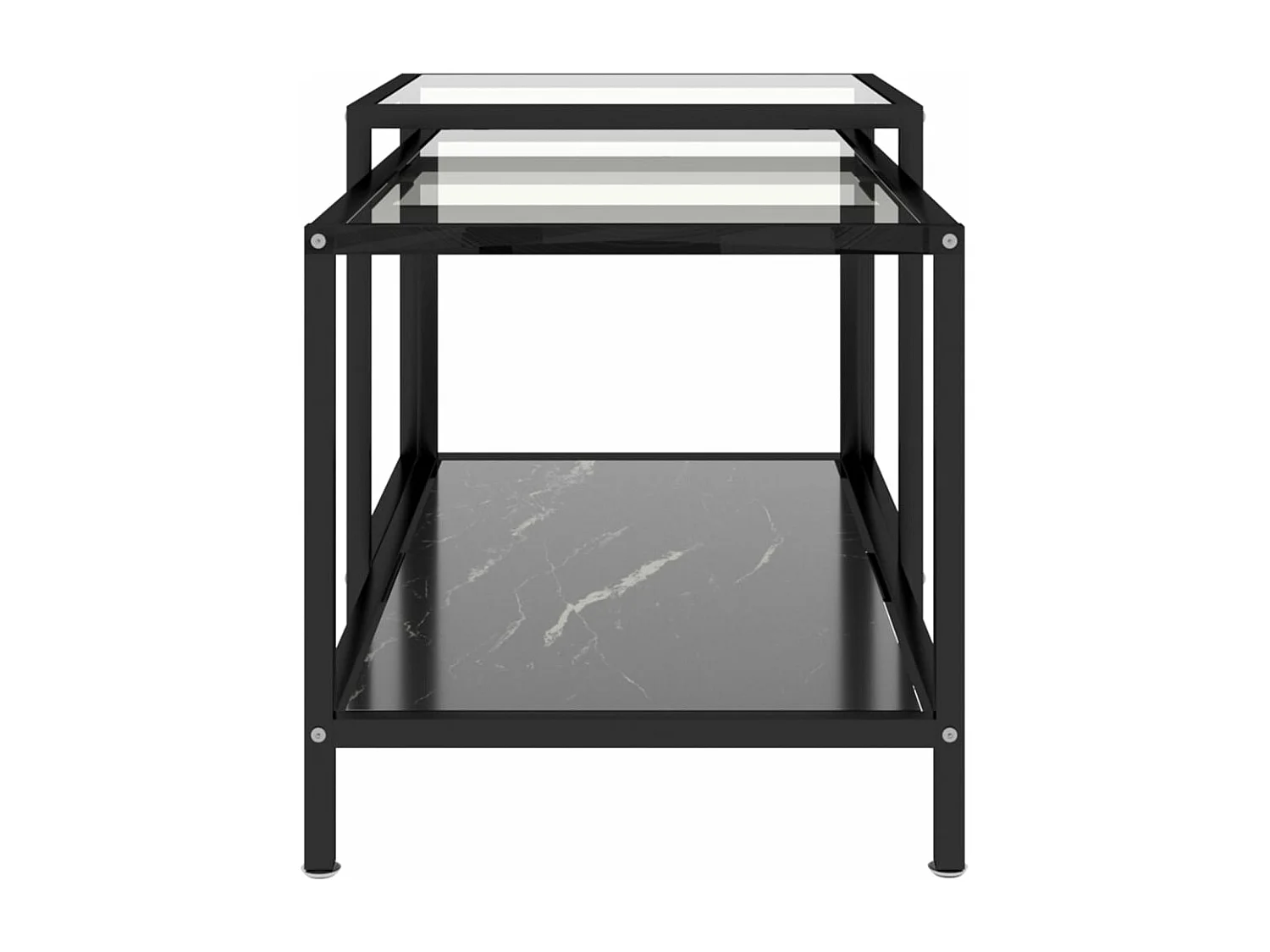 Tables à thé 2 pièces Verre trempé Noir