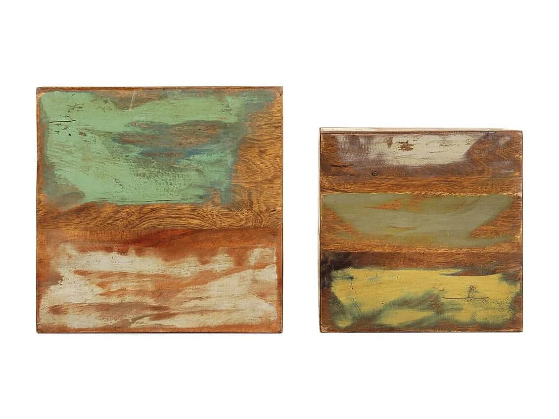 Mesitas auxiliares 2 piezas madera maciza reciclada