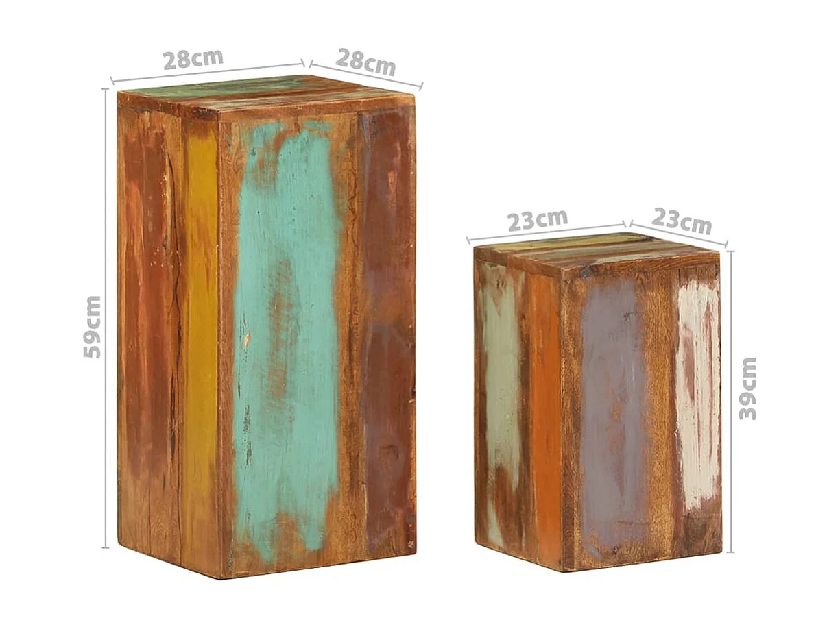 Mesitas auxiliares 2 piezas madera maciza reciclada
