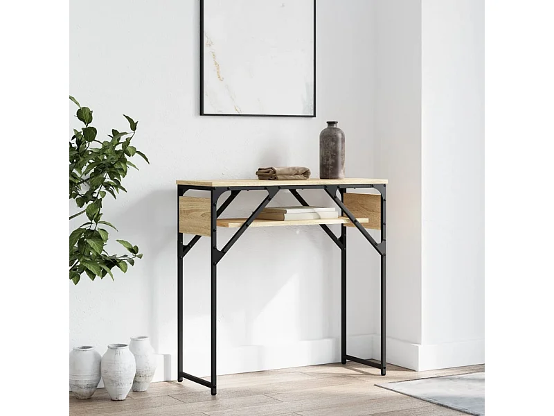 Wandtafel met schap 75x30x75 cm bewerkt hout sonoma eikenkleur