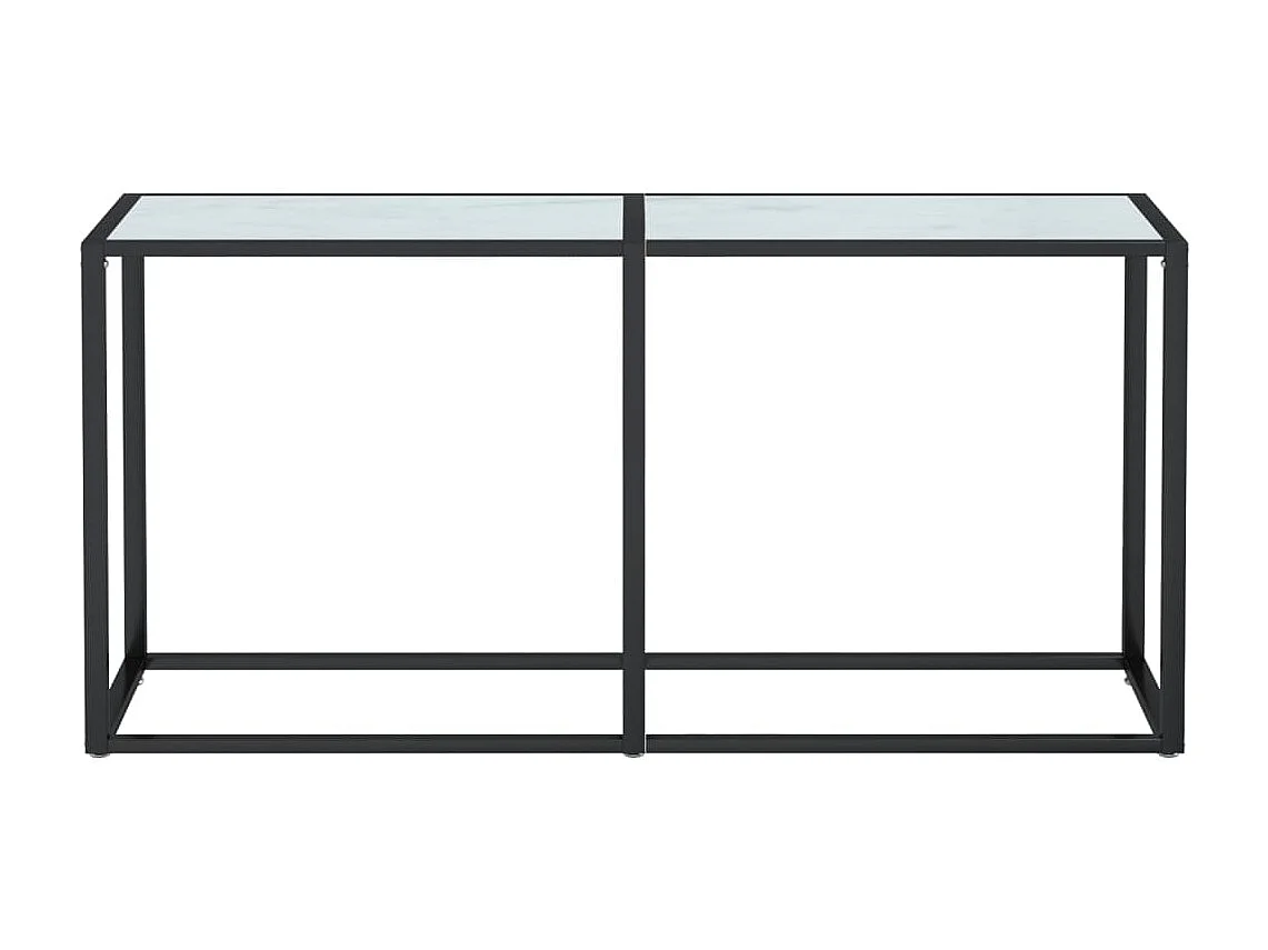 Table console Marbre blanc 160x35x75,5 cm Verre trempé
