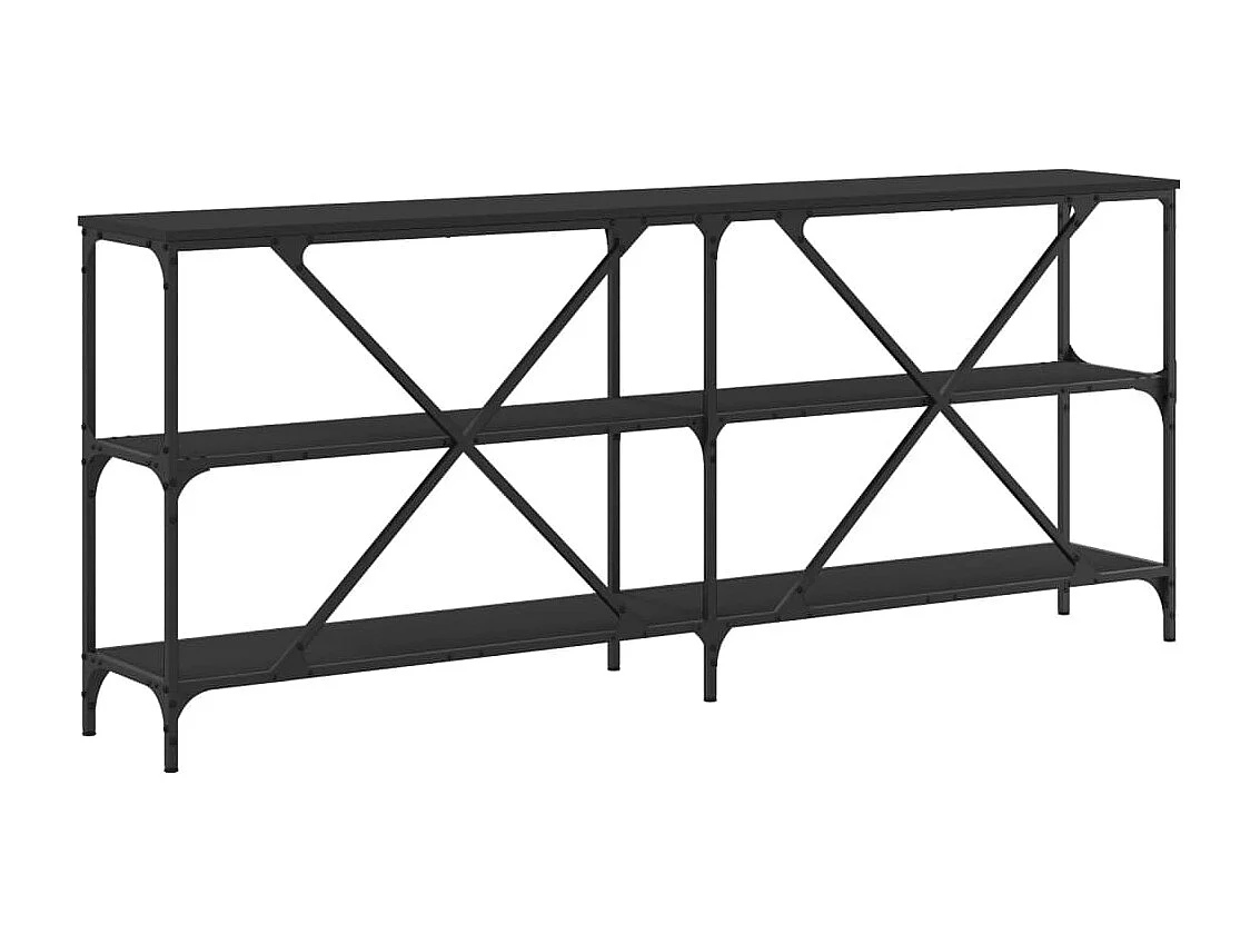 Table console noir 180x30x75 cm bois d'ingénierie et fer