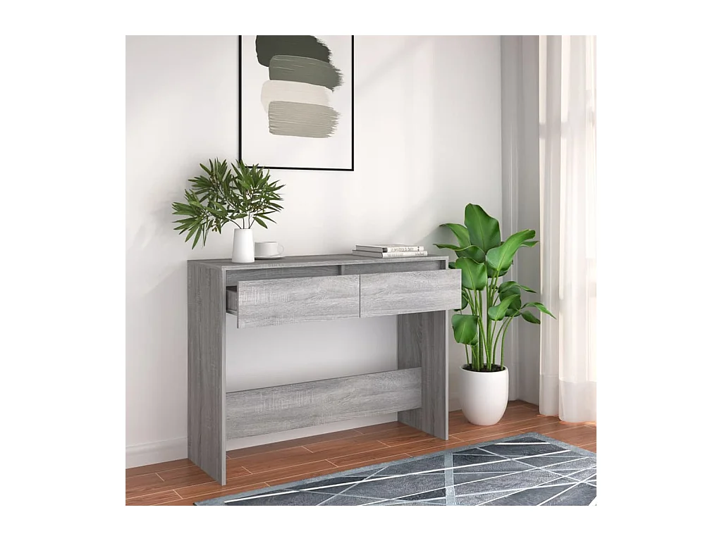 Mesa consola 100x35x76,5 aglomerado cor sonoma cinzento