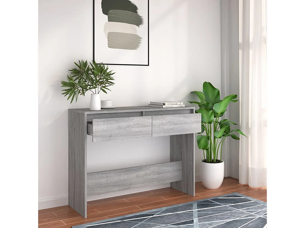 Mesa consola 100x35x76,5 aglomerado cor sonoma cinzento