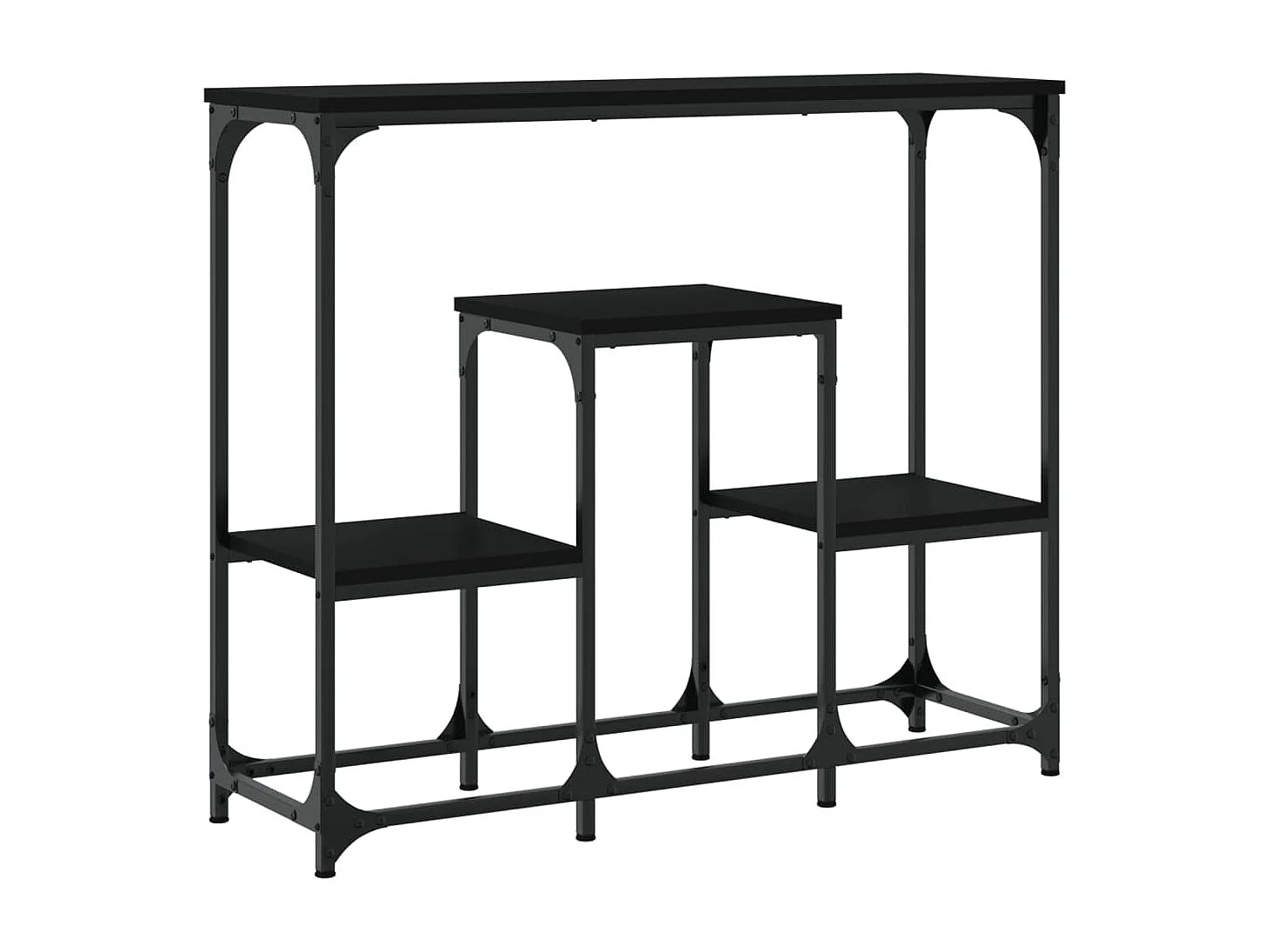 Mesa consola de madera de ingeniería negra 89,5x28x76 cm