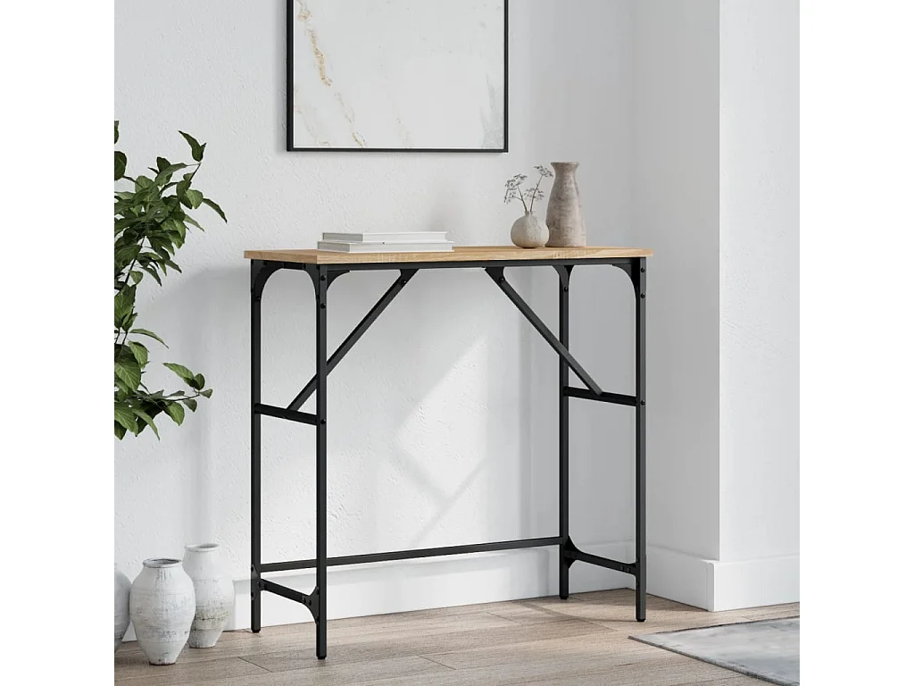 Table console chêne sonoma 75x32x75 cm bois d'ingénierie