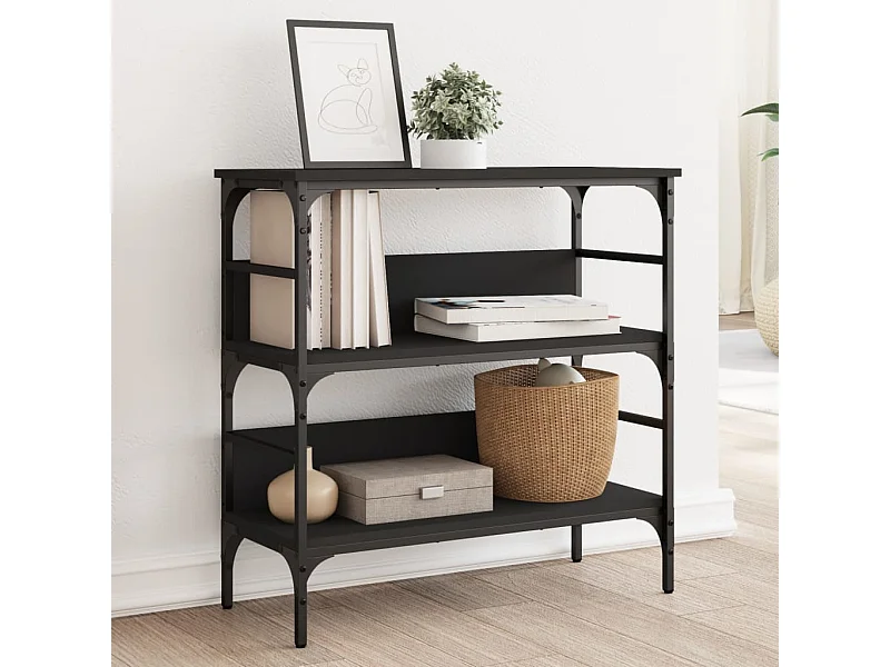 Mesa consola madera de ingeniería negra 75x32x75 cm