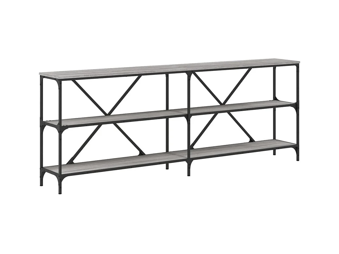 Table console sonoma gris 200x30x75 cm bois d'ingénierie et fer