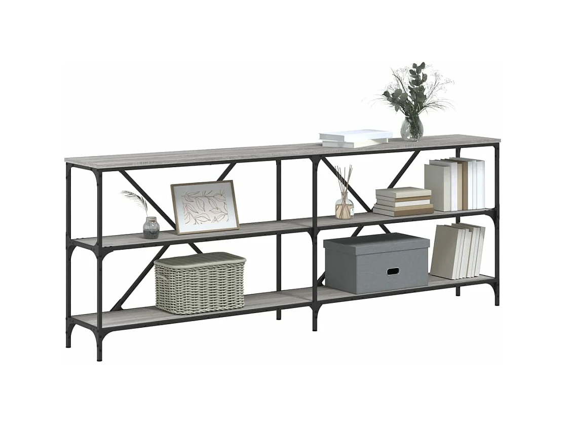 Table console sonoma gris 200x30x75 cm bois d'ingénierie et fer