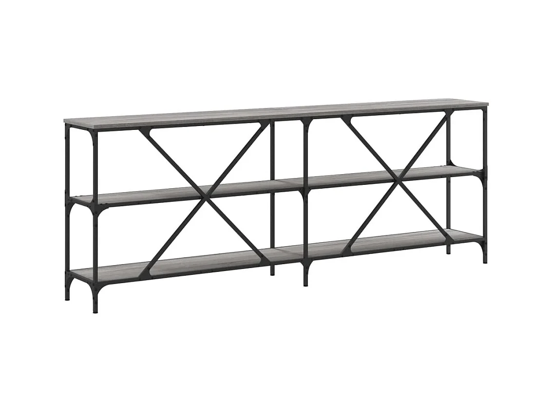 Table console sonoma gris 200x30x75 cm bois d'ingénierie et fer