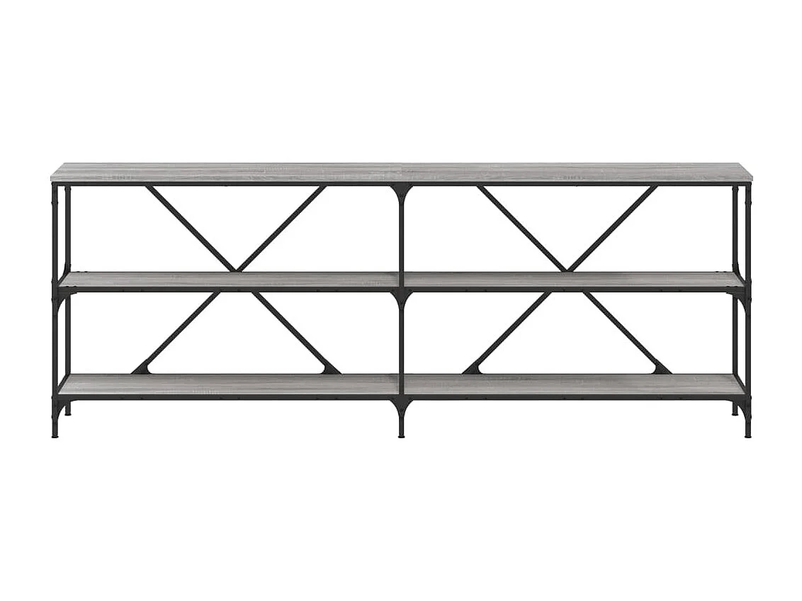 Mesa consola hierro y madera ingeniería gris Sonoma 200x30x75cm