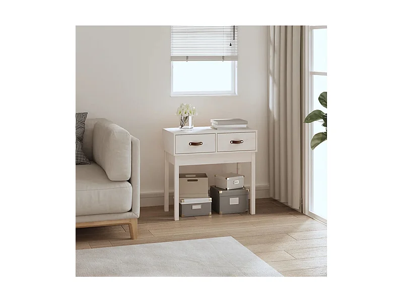 Table console Blanc 76,5x40x75 cm Bois massif de pin