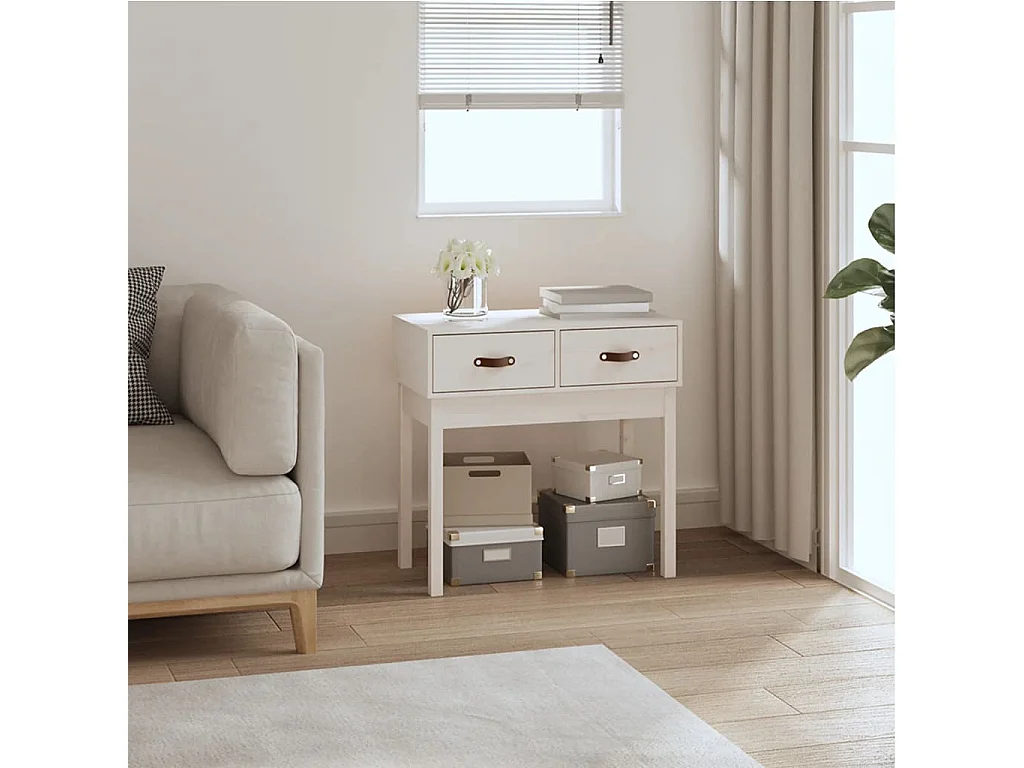 Table console Blanc 76,5x40x75 cm Bois massif de pin