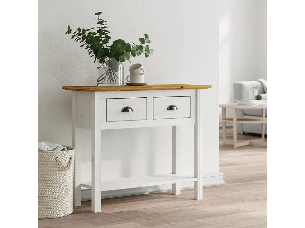 Mesa consola BODO 90x34,5x73cm madeira de pinho maciça castanho