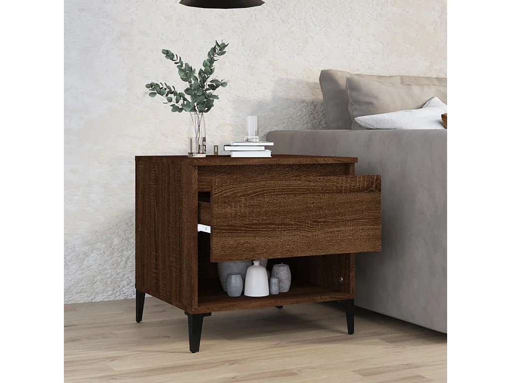 Bijzettafel 50x46x50 cm bewerkt hout bruin eikenkleur