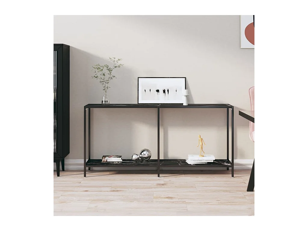 Table console Noir 160x35x75,5 cm Verre trempé