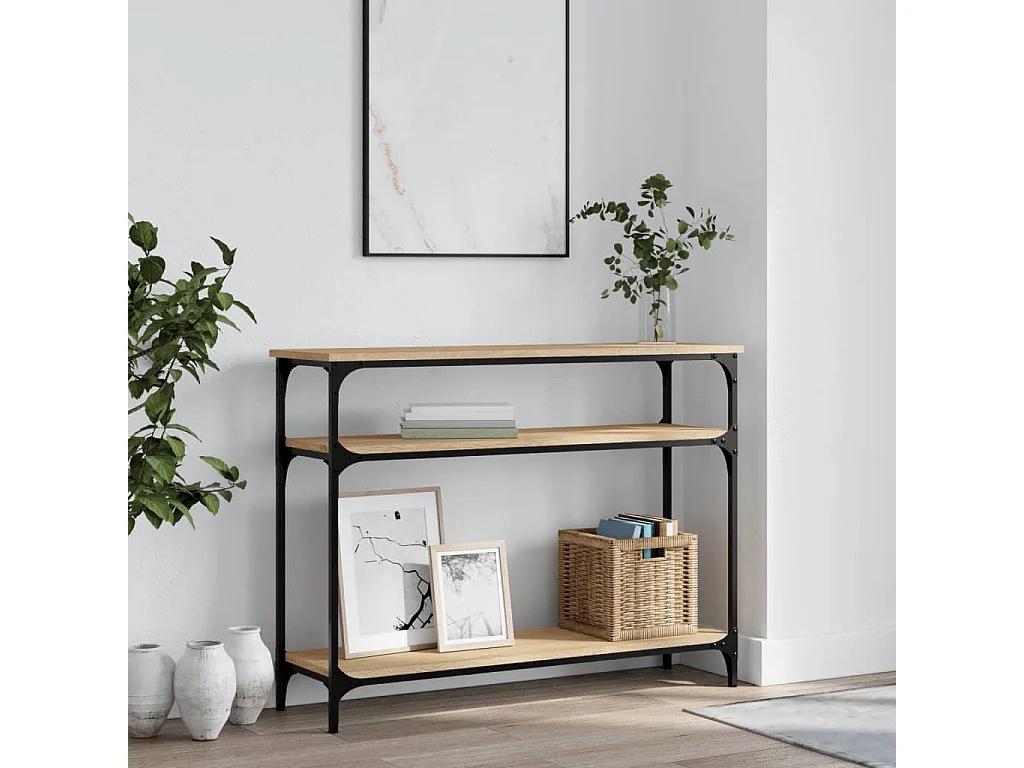 Table console chêne sonoma 100x29x75 cm bois d'ingénierie