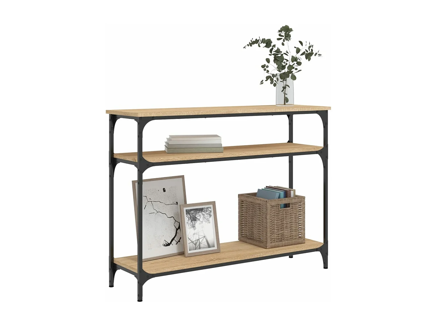 Table console chêne sonoma 100x29x75 cm bois d'ingénierie