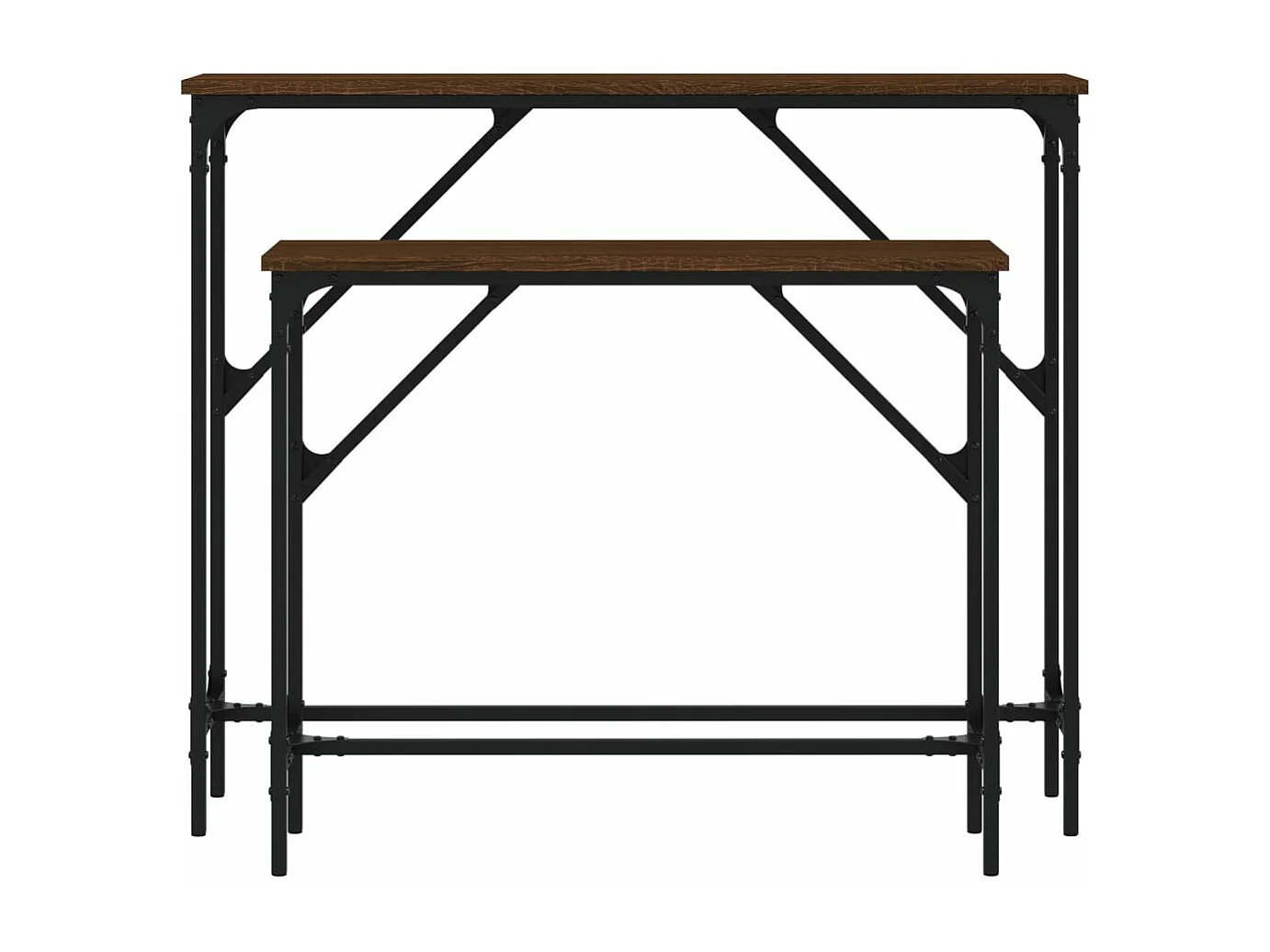Tables console 2 pièces chêne marron bois d'ingénierie