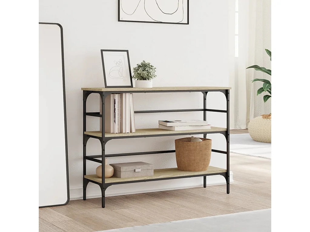 Table console chêne sonoma 100x32x75 cm bois d'ingénierie