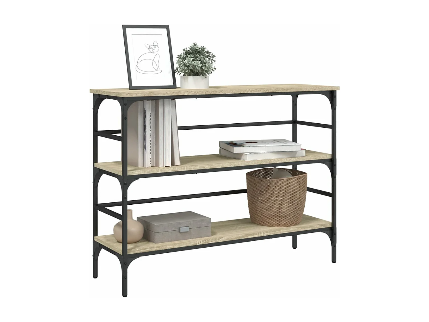 Table console chêne sonoma 100x32x75 cm bois d'ingénierie