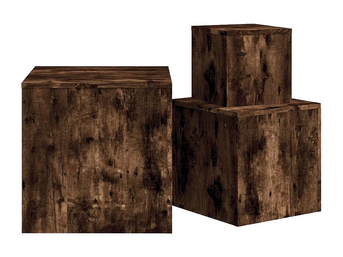 Tables d'appoint 3 pièces Chêne fumé Bois d'ingénierie