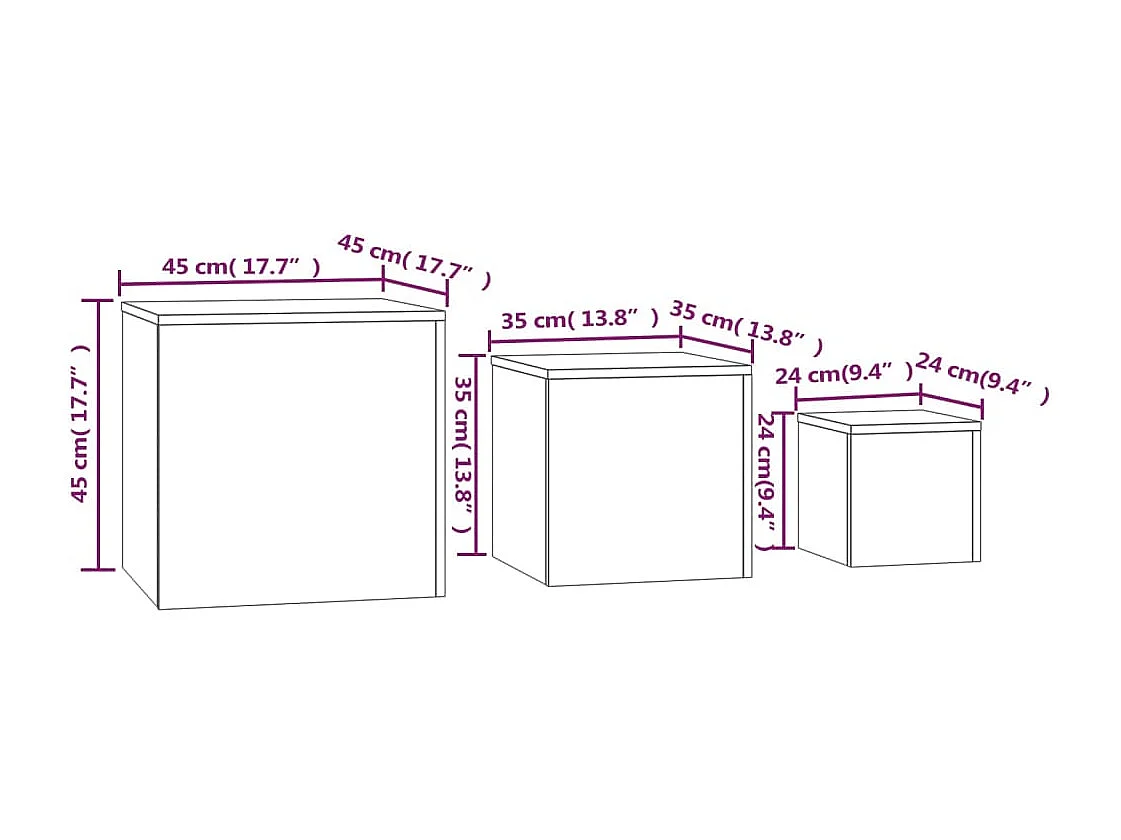 Tables d'appoint 3 pièces Chêne fumé Bois d'ingénierie