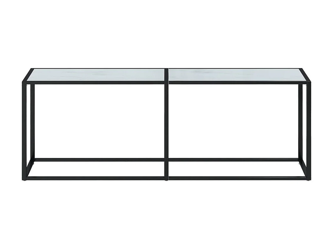 Table console Marbre blanc 220x35x75,5 cm Verre trempé