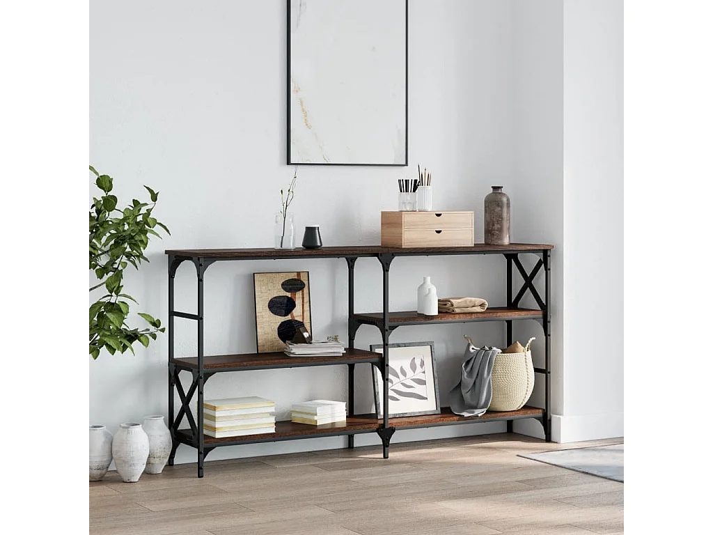 Mesa consola 150x29x76,5 cm derivados madeira carvalho castanho