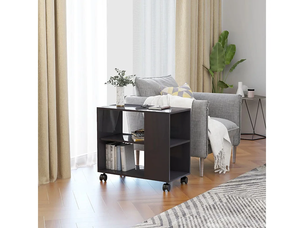 Table d'appoint Gris brillant 70x35x55 cm Bois d'ingénierie