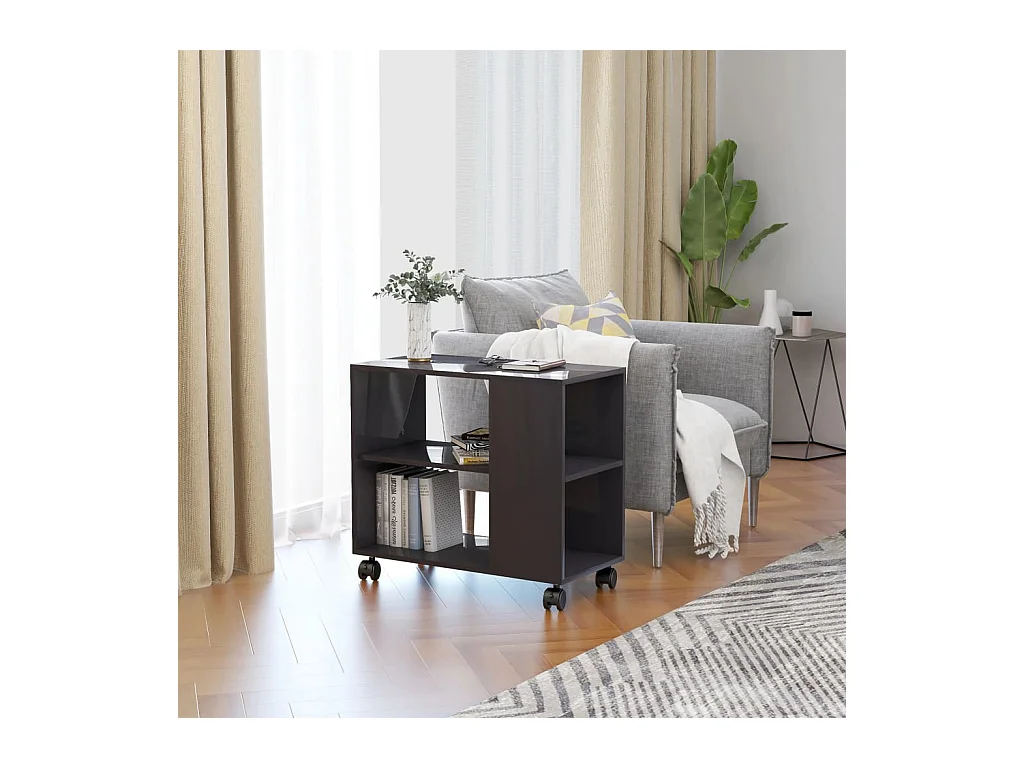 Table d'appoint Gris brillant 70x35x55 cm Bois d'ingénierie