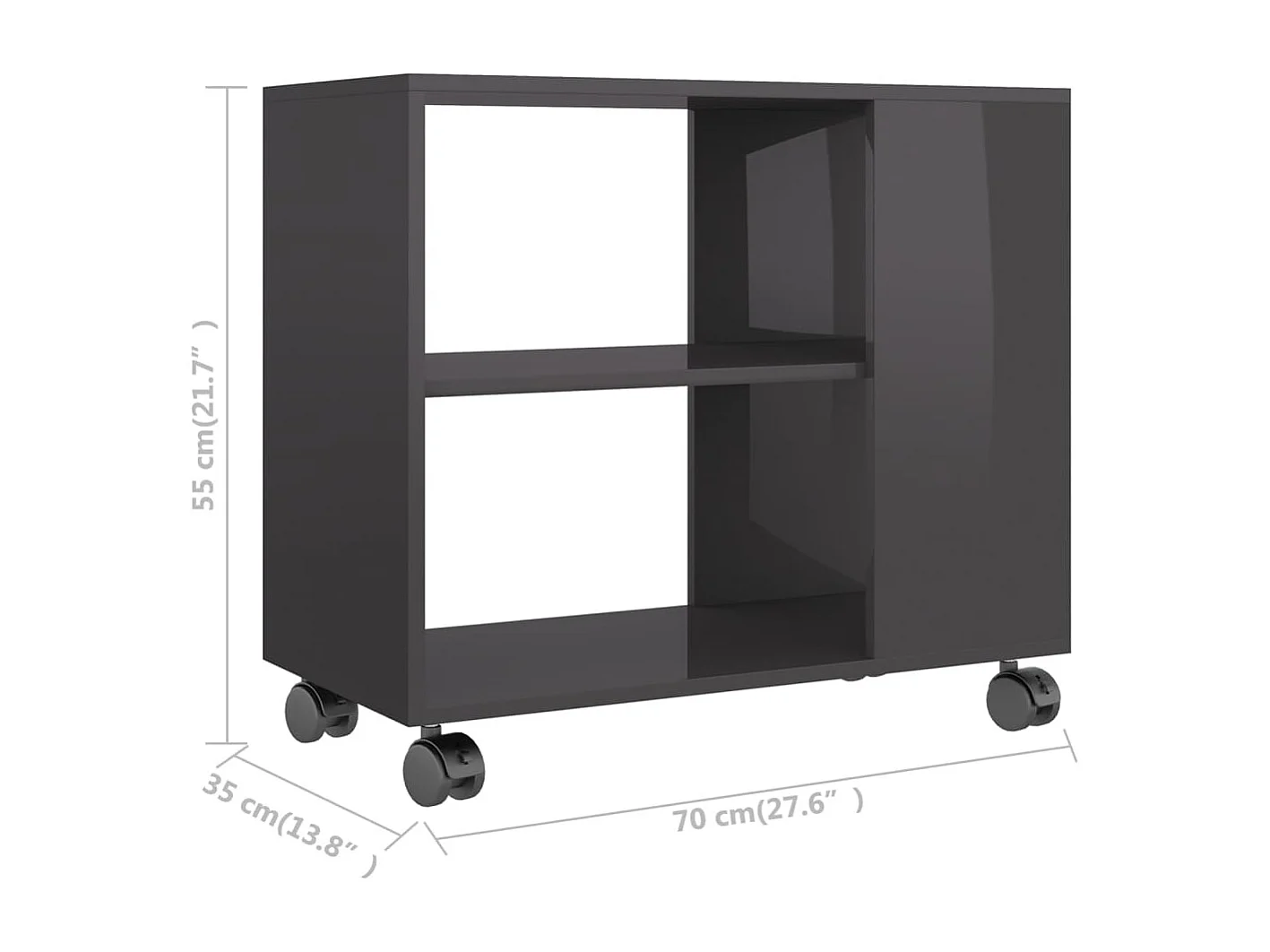 Table d'appoint Gris brillant 70x35x55 cm Bois d'ingénierie